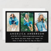 Model Actor Comp Card 3 Blk-foto Kaart (Voorkant / Achterkant)