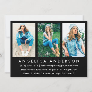 Model Actor Comp Card 3 Blk-foto Kaart