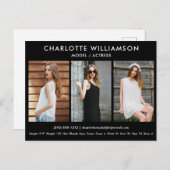 Model Actor Comp Card 3 Photo Briefkaart Black (Voorkant / Achterkant)