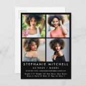 Model Actor Comp Card 4 Square Photos Briefkaart (Voorkant / Achterkant)