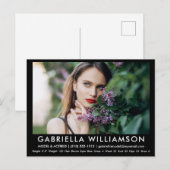 Model Actor Comp Card Photo Black Briefkaart (Voorkant / Achterkant)