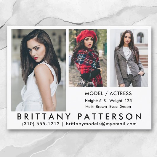 Model Actor Comp Kaart 3 Foto 5 x 7 Wh