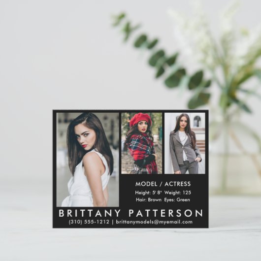 Model Actor Comp Kaart 3 Foto-Briefkaart Blk (Staand voorkant)