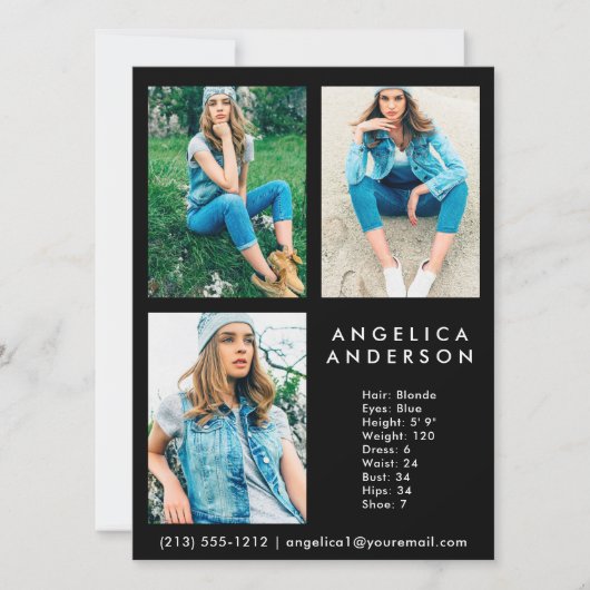 Model Actor Comp Kaart 3 Foto zwart (Voorkant)