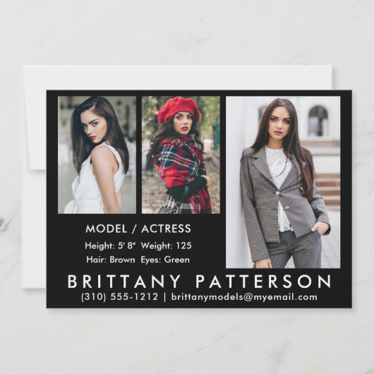 Model Actor Comp Kaart 3 Foto zwart, 5 x 7 (Voorkant)