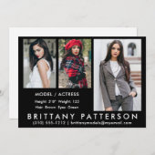 Model Actor Comp Kaart 3 Foto zwart, 5 x 7 (Voorkant / Achterkant)