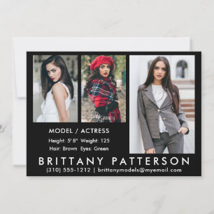 Model Actor Comp Kaart 3 Foto zwart, 5 x 7