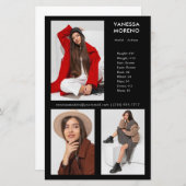 Model Actor Comp Kaart 3 Foto Zwart Flyer (Voorkant / Achterkant)