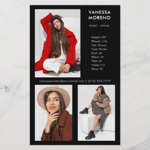 Model Actor Comp Kaart 3 Foto Zwart Flyer