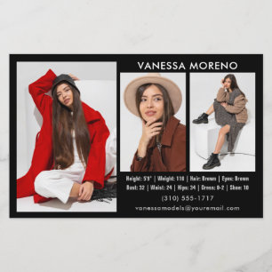 Model Actor Comp Kaart 3 Foto Zwart Flyer