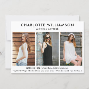 Model Actor Comp Kaart 5x7 White 3 Photo