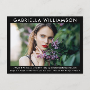 Model Actor Photo Comp Card (zwart Briefkaart) Briefkaart