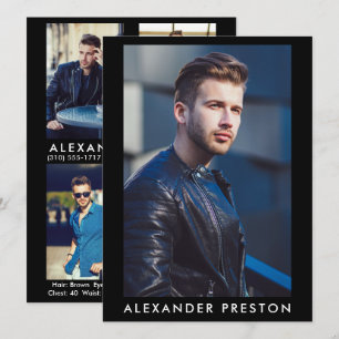 Model Actor Pro Comp-kaart Mannelijk 5 Foto zwart Kaart