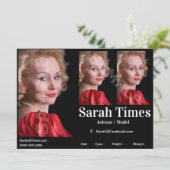 Model Actor Zed Headshot Comp Sjabloon Kaart (Staand voorkant)