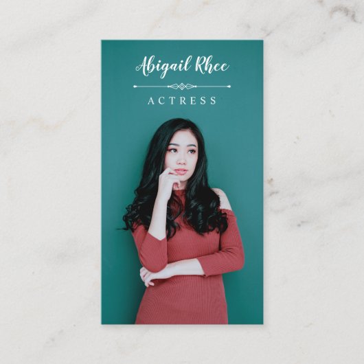 Model Actrice Headshot Kalligrafie Script Visitekaartje (Voorkant)