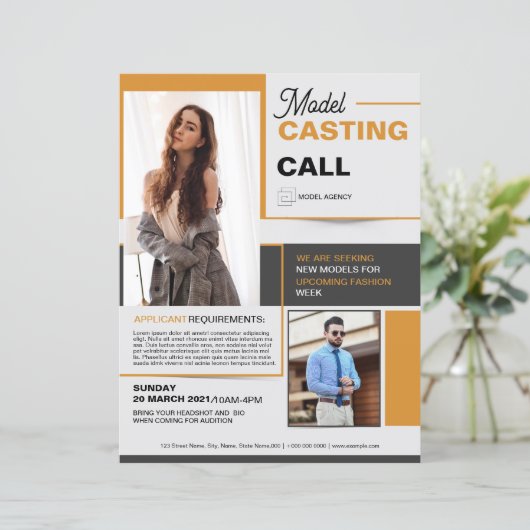 Model Casting Call Flyer Template (Debout devant)
