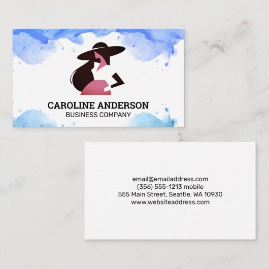 Model in stijlvolle kleding | Waterverf Visitekaartje (Voorkant / Achterkant)