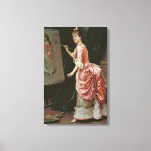 Model Making Mischief (door Raimundo de Madrazo) Canvas Afdruk
