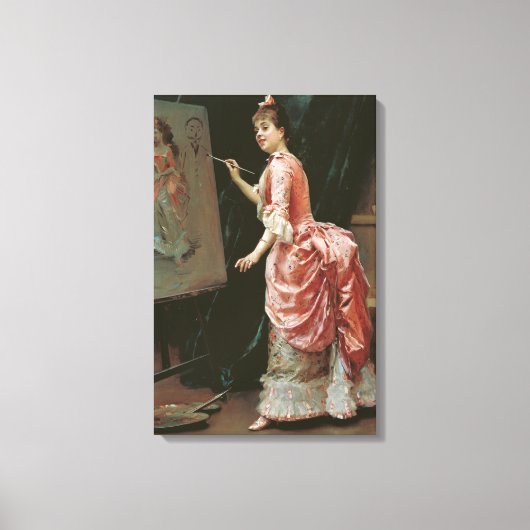 Model Making Mischief (door Raimundo de Madrazo) Canvas Afdruk (Voorkant)