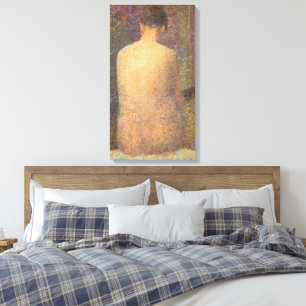 Model van achteren door Georges Seurat, Vintage Ku Canvas Afdruk