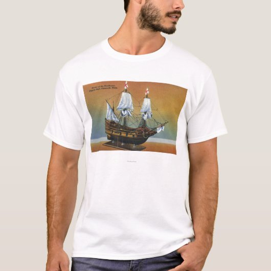 Model van de Mayflower in het Uitzicht van de Pilg T-shirt (Voorkant)