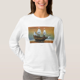 Model van de Mayflower in het Uitzicht van de Pilg T-shirt