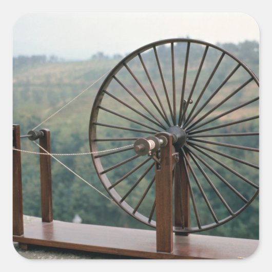 Model van een draaimachine vierkante sticker (Voorkant)