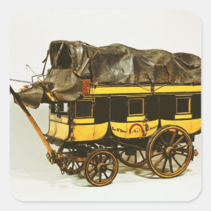Model van een omnibus met veertig zitplaatsen vierkante sticker