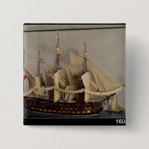 Model van het schip "L'Achille" Vierkante Button 5,1 Cm