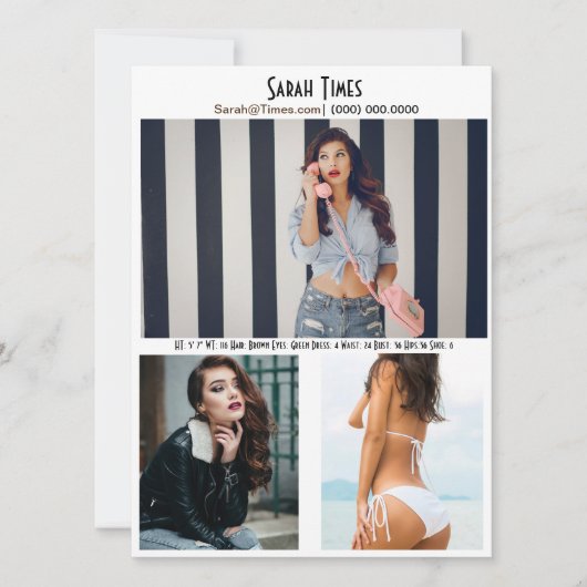 Model Vrouw Comp Card-Sjabloon Kaart (Voorkant)