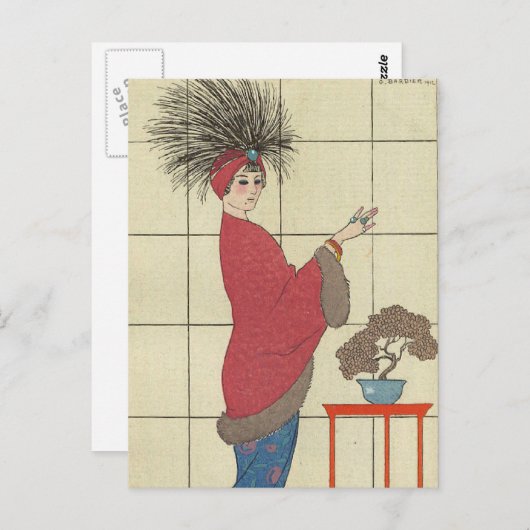 Model with Fox Trimmed Coat Briefkaart (Voorkant / Achterkant)