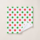 Modèle à pois blancs rouges et verts  (Gant de toilette)