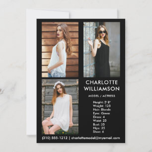 Modèle Acteur 3 Carte photo Comp 5x7 noir