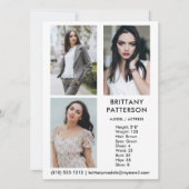 Modèle Acteur 3 Photo Pro Carte Comp Blanc (Devant)