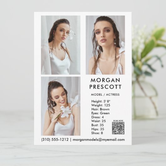 Modèle Acteur 3 Photo Pro Carte Comp Votre code QR (Debout devant)