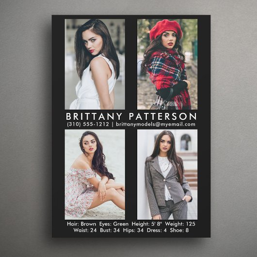 Modèle Acteur 4 Carte photo Comp 5x7 noir