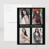 Modèle Acteur 4 Photo Comp Carte postale noire (Devant / Derrière)