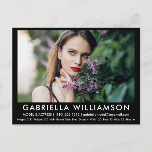 Modèle Acteur Carte Comp Photo Carte postale noire (Devant)