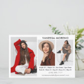 Modèle Acteur Comp Card 3 Photo White Flyer (Debout devant)