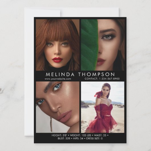 Modèle Acteur Modélisation Carte Comp 5 Photo Noir (Dos)