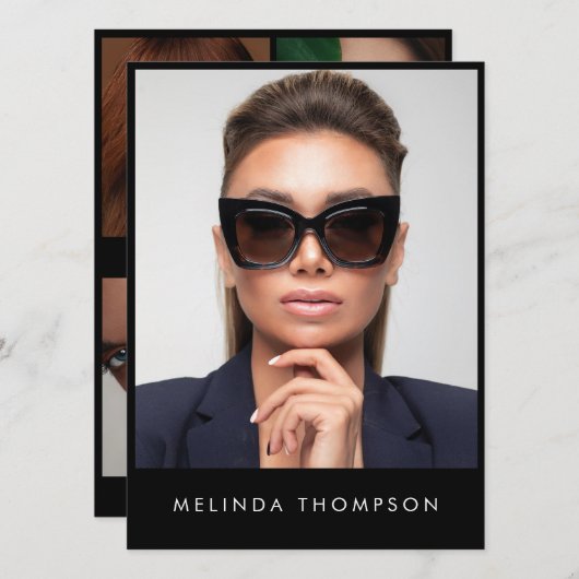 Modèle Acteur Modélisation Carte Comp 5 Photo Noir (Devant / Derrière)