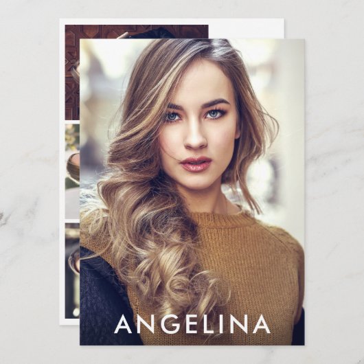 Modèle Acteur Photo Professionnel Carte Comp W (Devant / Derrière)