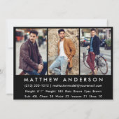 Modèle Acteur professionnel carte photo Comp Noir (Dos)