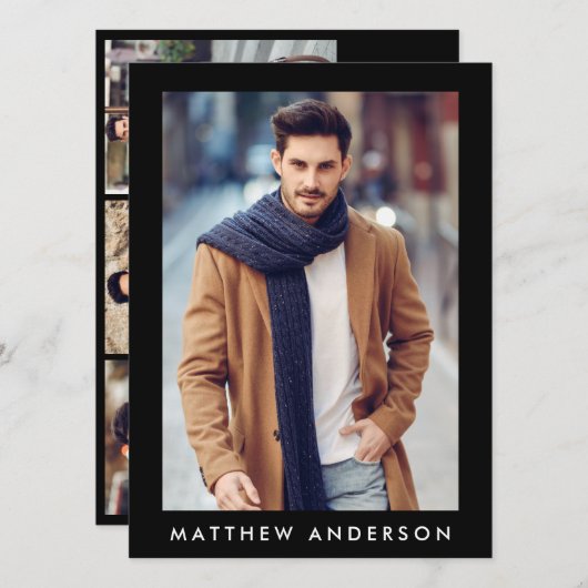 Modèle Acteur professionnel carte photo Comp Noir (Devant / Derrière)