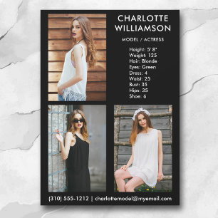 Modèle Actor 3 Carte photo Comp 5x7 noir