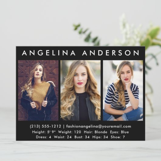 Modèle Actor 3 - Carte photo Comp - Noir avant (Debout devant)