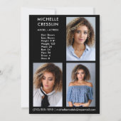 Modèle Actor 3 photo Retour Comp Carte Zed 5x7 noi (Dos)