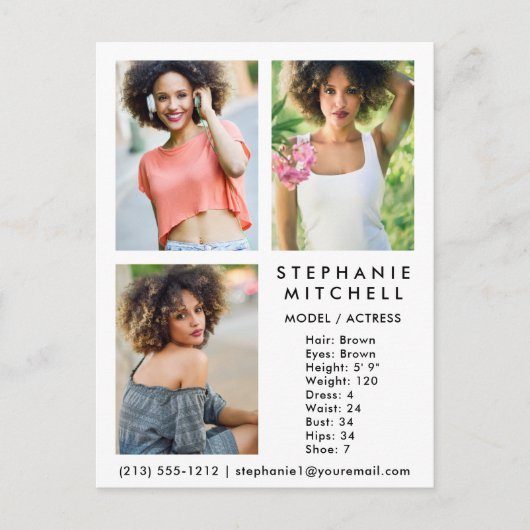 Modèle Actor Comp Card 3 Photo Wha - Carte Postale (Devant)