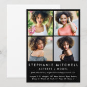 Modèle Actor Comp Card 4 Carré photo noir (Devant / Derrière)