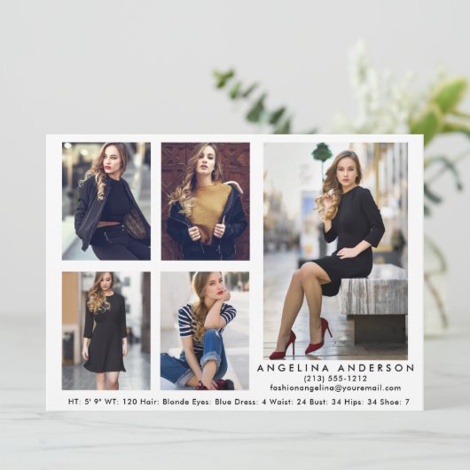 Modèle Actor Comp Card Blanc - 5 Photos (Debout devant)